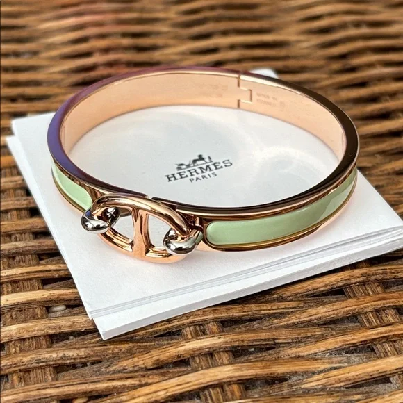 HERMÈS Vert Amande Mini Clic Chaine d'Ancre Bracelet - Picture 3 of 11